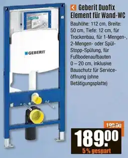 V Baumarkt Geberit Duofix Element für Wand-WC Angebot