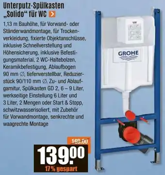 V Baumarkt GROHE Unterputz-Spülkasten ,,Solido" für WC Angebot