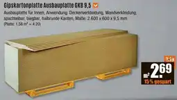 V Baumarkt Gipskartonplatte Ausbauplatte GKB 9,5 Angebot