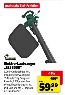 Hagebau Mr. gardener elektro-laubsauger els 3000 Angebot