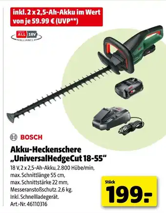 Hagebau Bosch akku-heckenschere universalhedgecut 18-55 Angebot