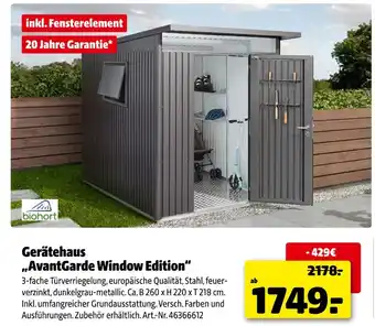 Hagebau Biohort gerätehaus avantgarde window edition Angebot