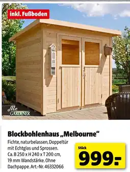 Hagebau Mr. gardener blockbohlenhaus „melbourne“ Angebot