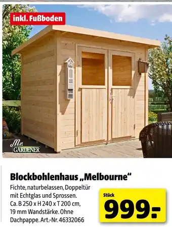 Hagebau Mr. gardener blockbohlenhaus „melbourne“ Angebot