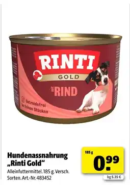 Hagebau Hundenassnahrung „rinti gold“ Angebot
