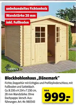 Hagebau Mr. gardener blockbohlenhaus „dänemark“ Angebot