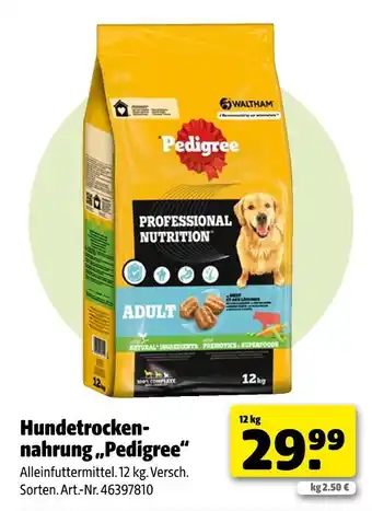 Hagebau Pedigree hundetrockennahrung Angebot