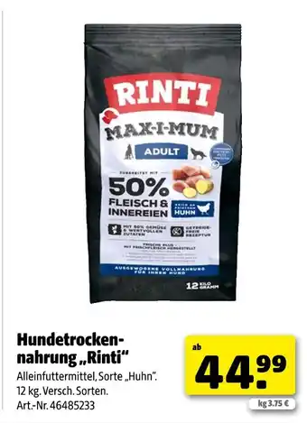 Hagebau Rinti hundetrocken­nahrung Angebot