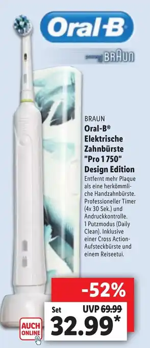 Lidl Braun Oral B Elektrische Zahnbürste "Pro 1 750" Design Edition Angebot