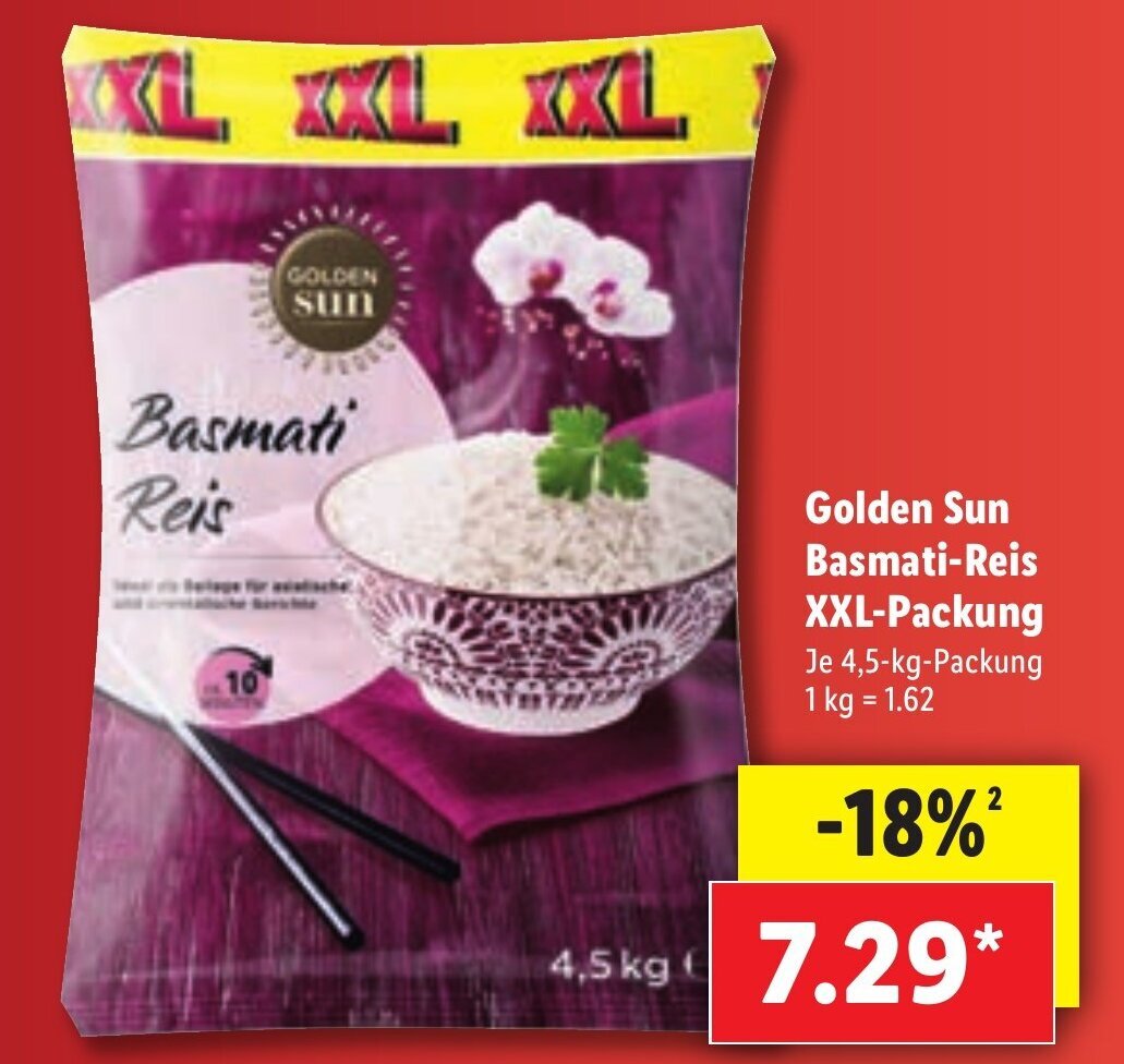 Golden Sun Basmati Reis XXL Packung Angebot bei Lidl