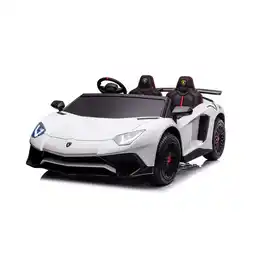 Netto Marken-Discount Kikkaboo Kinder Elektroauto Lamborghini Aventador SVJ Zweisitzer Stoßdämpfer EVA weiß Angebot