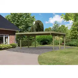 toom Baumarkt Karibu Doppelcarport 'Carlos 1' Kiefer PVC-Dach 480 x 598 x 237 cm Angebot