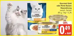 Edeka Gourmet Gold oder Perle Katzen Nassnahrung Angebot