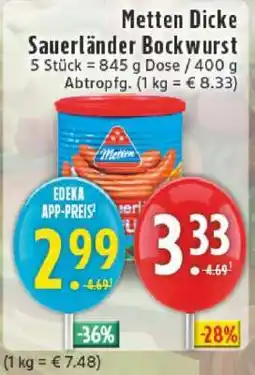 Edeka METTEN Dicke Sauerländer Bockwurst Angebot