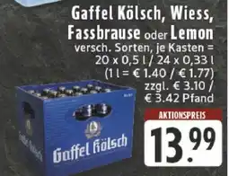 Edeka Gaffel Kölsch, Wiess, Fassbrause oder Lemon Angebot