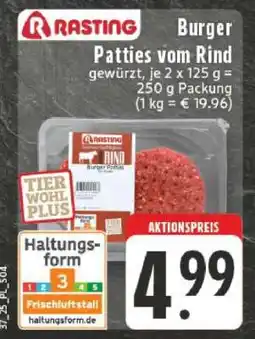 Edeka Rasting Burger Patties vom Rind Angebot