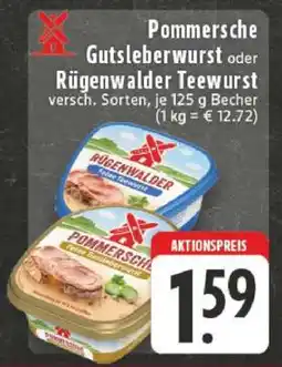 Edeka Pommersche Gutsleberwurst oder Rügenwalder Teewurst Angebot