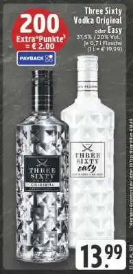 Edeka Three Sixty Vodka Original oder easy Angebot