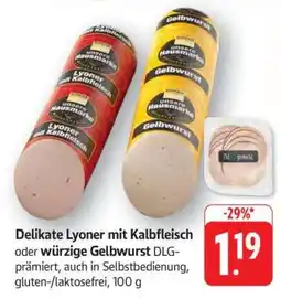 Edeka Delikate Lyoner mit Kalbfleisch oder Würzige Gelbwurst Angebot