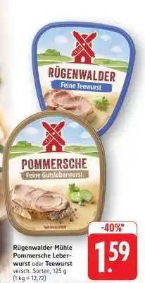 Edeka Rügenwalder Mühle Pommersche Leberwurst oder Teewurst Angebot