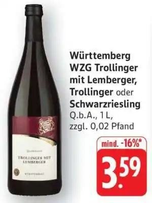 Edeka Württemberg WZG Trollinger mit Lemberger, Trollinger oder Schwarzriesling Angebot