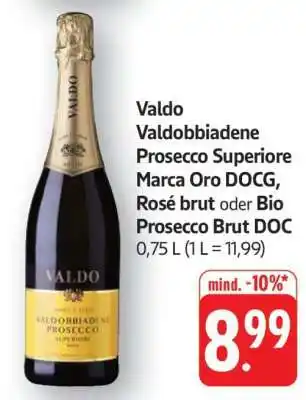 Edeka Valdo Valdobbiadene Prosecco Superiore Marca Oro DOCG, Rosé brut oder Bio Prosecco Brut DOC Angebot