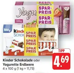 Edeka Kinder Schokolade oder Yogurette Erdbeere Angebot