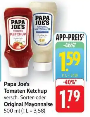 Edeka Papa Joe's Tomaten Ketchup oder Original Mayonnaise Angebot