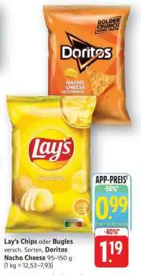 Edeka Lay’s Chips oder Bugles, Doritos Nacho Cheese Angebot