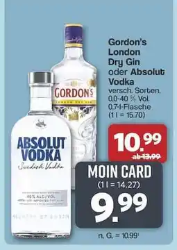 Famila Nord Ost Gordon's London Dry Gin oder Absolut Vodka Angebot