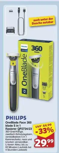 Famila Nord Ost PHILIPS OneBlade Face 360 blade 5 in 1 Rasierer QP2734/23 Angebot