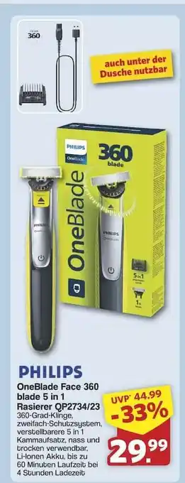 Famila Nord Ost PHILIPS OneBlade Face 360 blade 5 in 1 Rasierer QP2734/23 Angebot