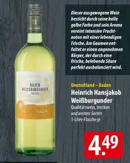 Famila Nord Ost Heinrich Hansjakob Weißburgunder Angebot