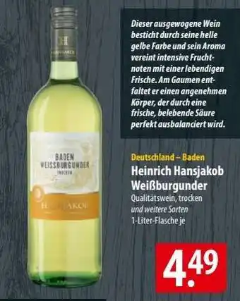 Famila Nord Ost Heinrich Hansjakob Weißburgunder Angebot