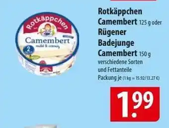 Famila Nord Ost Rotkäppchen Camembert oder Rügener Badejunge Camembert Angebot