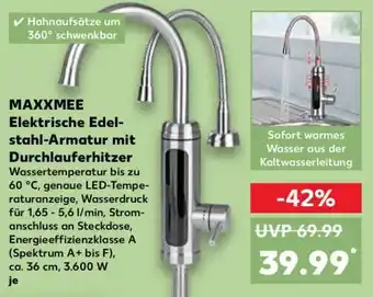 Kaufland MAXXMEE Elektrische Edelstahl-Armatur mit Durchlauferhitzer Angebot
