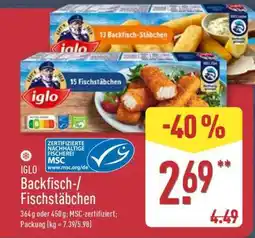 Aldi Nord IGLO Backfisch-/Fischstäbchen Angebot