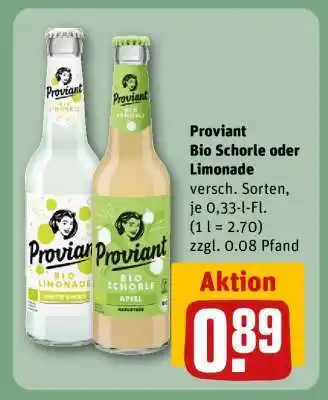 REWE Proviant Bio Schorle oder Limonade Angebot