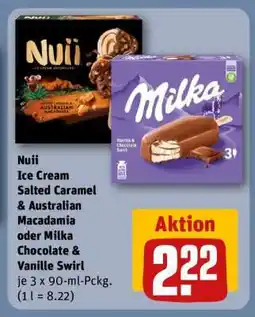 REWE Nuii Ice Cream Salted Caramel & Australian Macadamia oder Milka Chocolate & Vanille Swirl Angebot