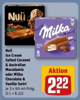 REWE Nuii Ice Cream Salted Caramel & Australian Macadamia oder Milka Chocolate & Vanille Swirl Angebot