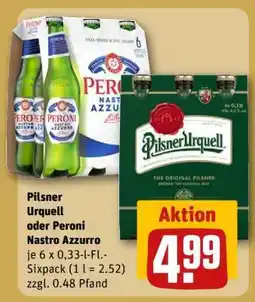 REWE Pilsner Urquell oder Peroni Nastro Azzurro Angebot