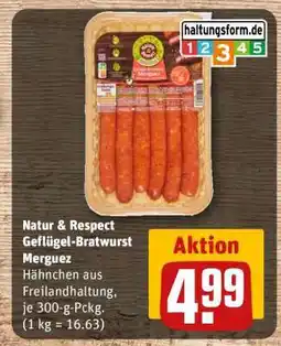 REWE Natur & Respect Geflügel-Bratwurst Merguez Angebot