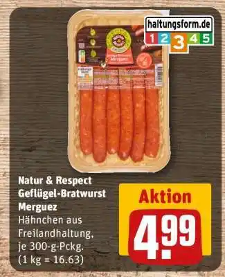 REWE Natur & Respect Geflügel-Bratwurst Merguez Angebot