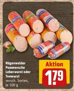 REWE Rügenwalder Pommersche Leberwurst oder Teewurst Angebot