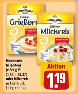 REWE Mondamin Grießbrei oder Milchreis Angebot