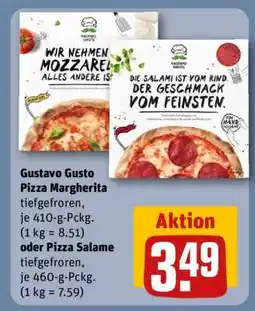REWE Gustavo Gusto Pizza Margherita oder Pizza Salame Angebot