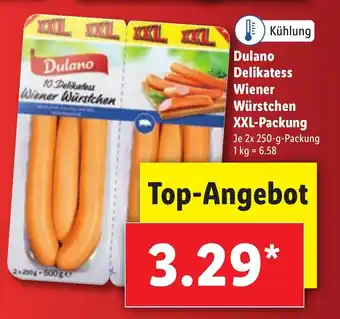 Lidl Dulano Delikatess Wiener Würstchen XXL packung Angebot