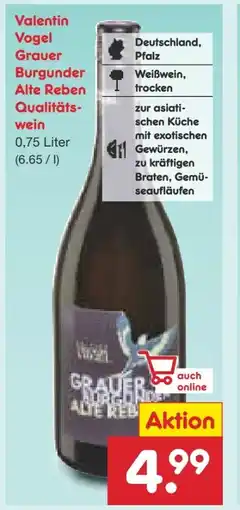 Netto Marken-Discount Edition Valentin Vogel Grauer Burgunder Angebot