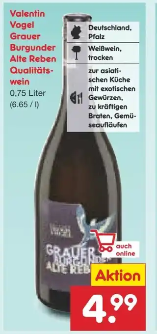 Netto Marken-Discount Edition Valentin Vogel Grauer Burgunder Angebot