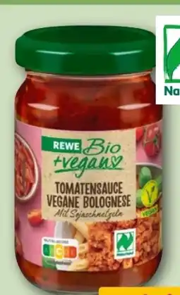 REWE Center Rewe Bio + vegan Tomatensauce Vegane Bolognese Angebot